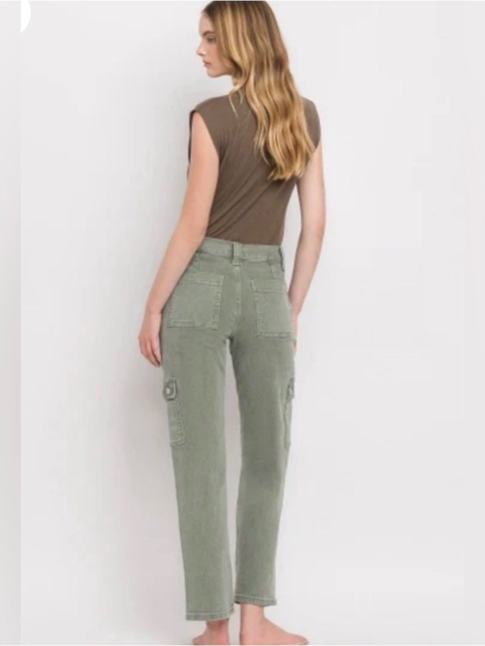 NWOT Vervet  Pants Dixie High Rise Straight Leg Cargo Stretch Indie Clean Girl 2 - Picture 5 of 12